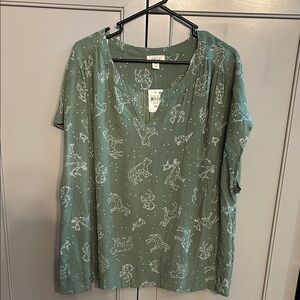 NWT Style & Co constellation/animal green 3X Women's Top